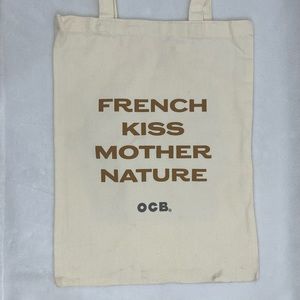 French Kiss Mother Nature OCB Natural Rolling Papers Smoking Beige Tote Bag.